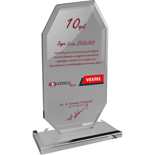 Kemalpaşa Kristal Plaket - ANXR | Hep Lazer Kırklareli Promosyon