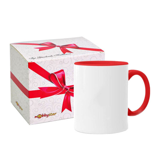 Esenler Süblimasyon Porselen İçi Ve Kulpu Kırmızı Kupa Bardak - Kutulu - ET3L | Hep Lazer Kırklareli Promosyon