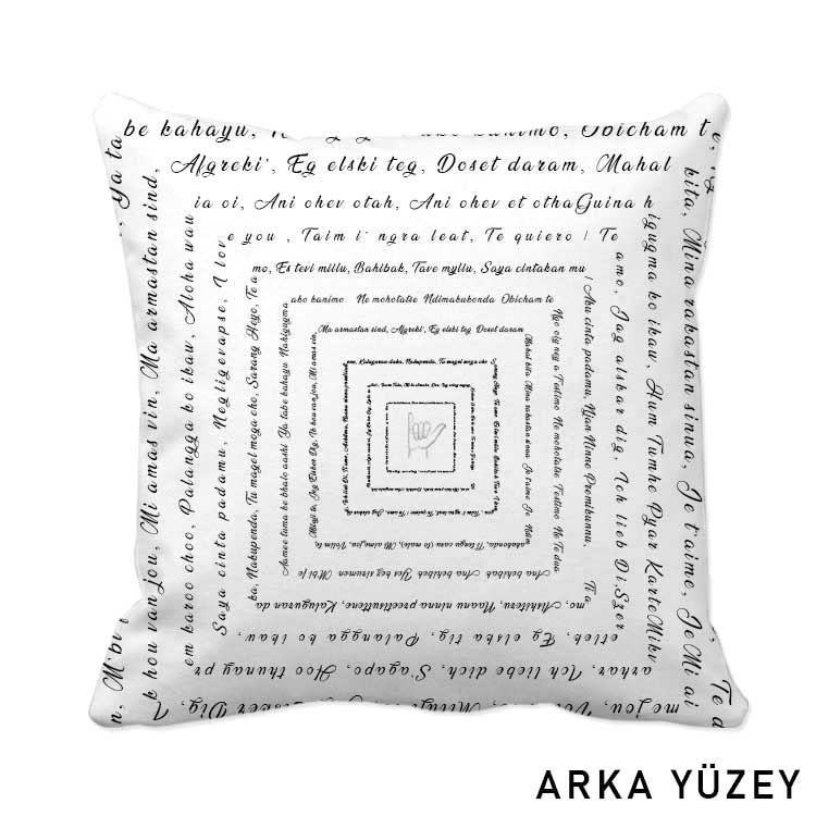 Harmancık Dil Seni Seviyorum Desen Sublimasyon Yastık Kılıfı - 40DP - Görsel 4
