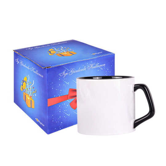 Erdek Süblimasyon Siyah Afilli Porselen Kupa Bardak - Kutulu - V4XN | Hep Lazer Kırklareli Promosyon