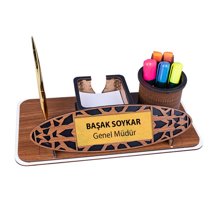 Harmancık Süblimasyon Ahşap Kalemli Müdür Masa isimliği - 17x33cm. - 4WA0 - Görsel 3