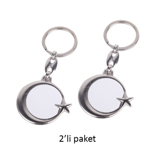 Körfez Süblimasyon Ay Yıldızlı Çift Taraflı Metal Anahtarlık - 2'li Paket - KWLY | Hep Lazer Kırklareli Promosyon