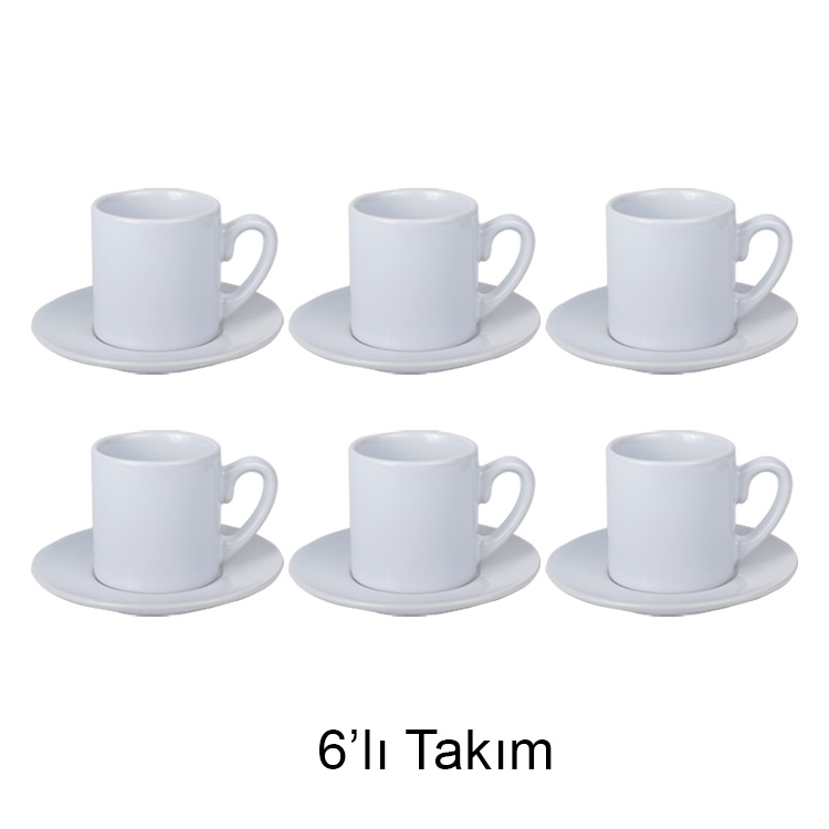 Aladağ Süblimasyon İthal Türk Kahvesi Fincan Takımı - 6'lı Beyaz - TI3I | Hep Lazer Kırklareli Promosyon