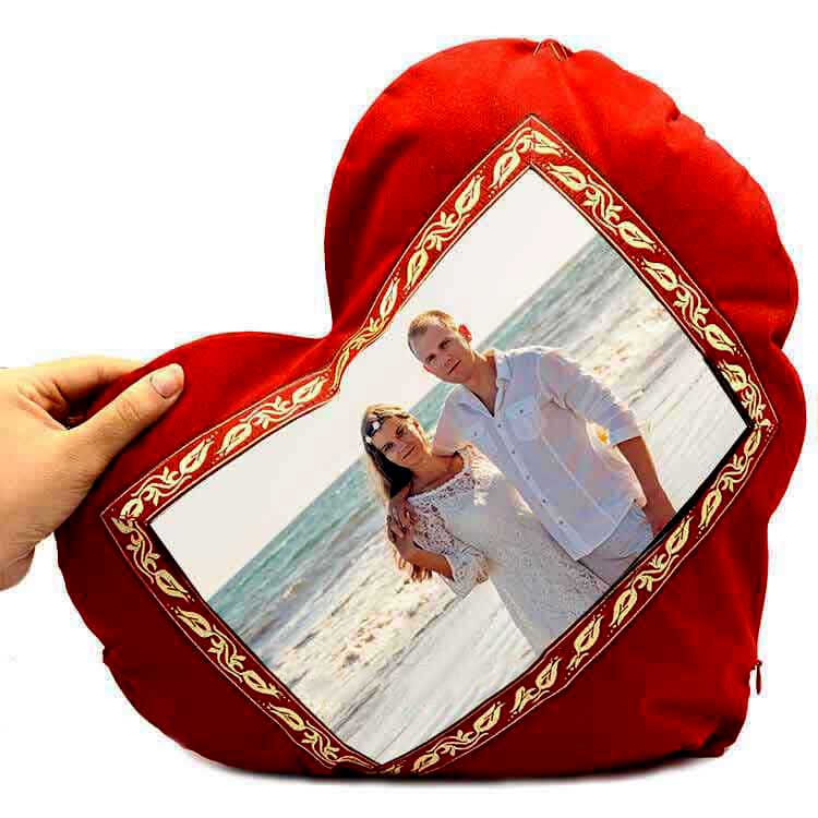 Kızılcahamam Sublimasyon Yatay Lale Bordürlü Kalp Yastık - TGIX | Hep Lazer Kırklareli Promosyon