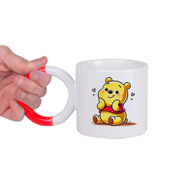 Akseki Süblimasyon Kırmızı Halka Kulplu Porselen Kupa Bardak - 2'li set - YVII - Görsel 2