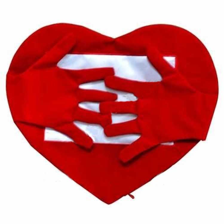 Sincan Sublimasyon Kırmızı Kollu Kalp Yastık Kılıfı - 0UA4 - Görsel 2