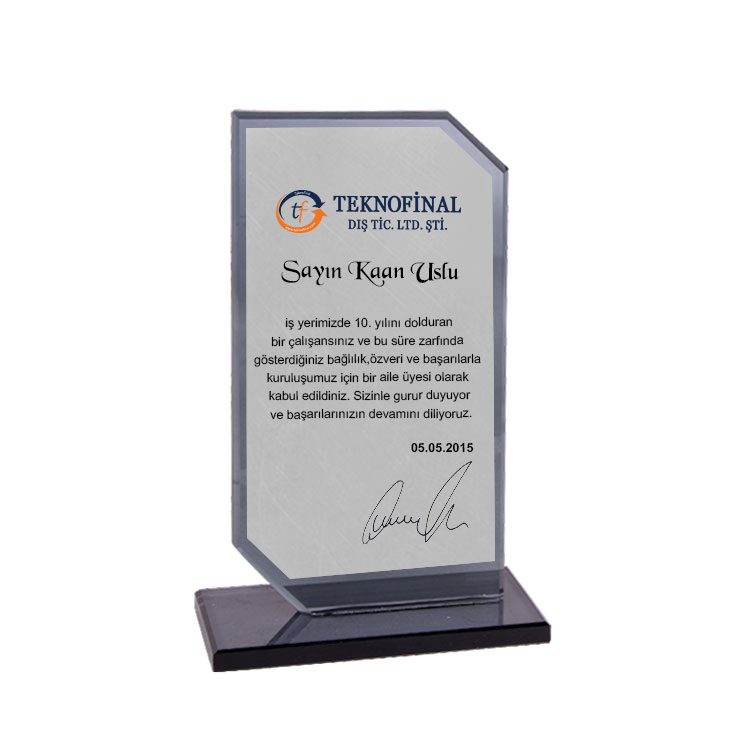 Ayaş Füme Kristal Cam Plaket - CFT8 - Görsel 2