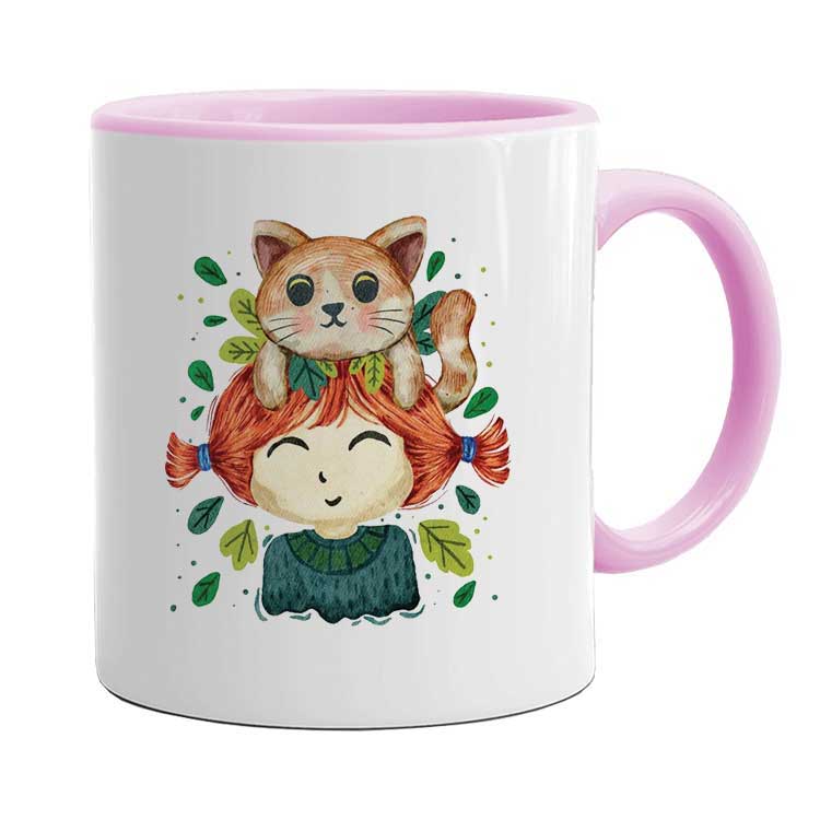 Nizip Süblimasyon Porselen İçi Ve Kulpu Pembe Kupa Bardak - NHSS - Görsel 3