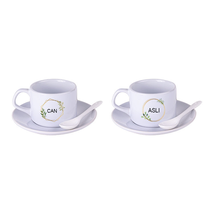 Silivri Süblimasyon Porselen İkili Kaşıklı Fincan Seti 2ad - M4J7 - Görsel 3