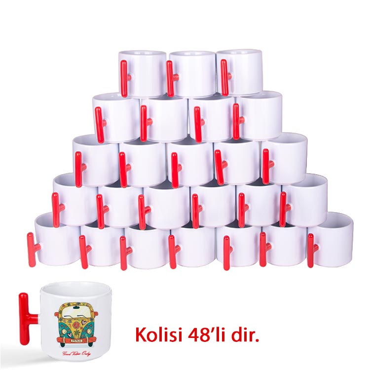 Kapaklı Süblimasyon Porselen Kırmızı Kulplu T Kupa Bardak - K9IT | Hep Lazer Kırklareli Promosyon