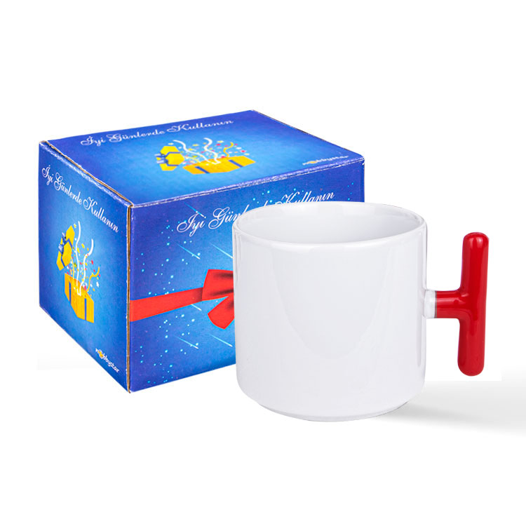 Kemer Süblimasyon Porselen Kırmızı Kulplu T Kupa Bardak - Kutulu - 0S2O | Hep Lazer Kırklareli Promosyon