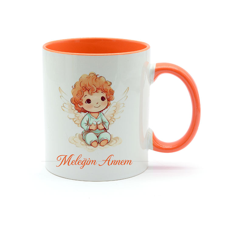 Gölbaşı Süblimasyon Porselen Kulpu ve İçi Turuncu Kupa - O40A - Görsel 3