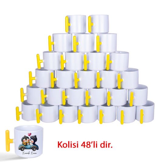 Sarıyer Süblimasyon Porselen Sarı Kulplu T Kupa Bardak - 96US | Hep Lazer Kırklareli Promosyon
