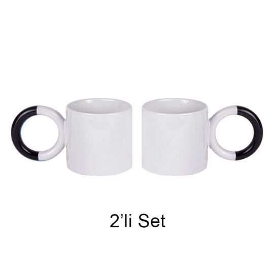 Kemalpaşa Süblimasyon Siyah Halka Kulplu Porselen Kupa Bardak - 2'li set - FEEW | Hep Lazer Kırklareli Promosyon