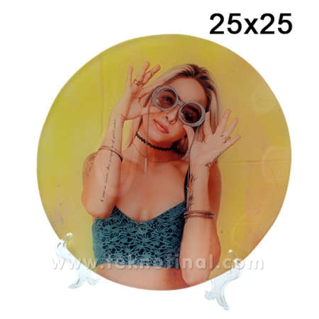 Güzelbahçe Sublimasyon Cam Yuvarlak Tabak Çerçeve - DQE0 - Görsel 2