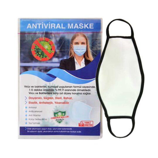Beykoz Sublimasyon Yetişkin Siyah Biyeli Maske+Broşür+Poşet - 9ML7 | Hep Lazer Kırklareli Promosyon