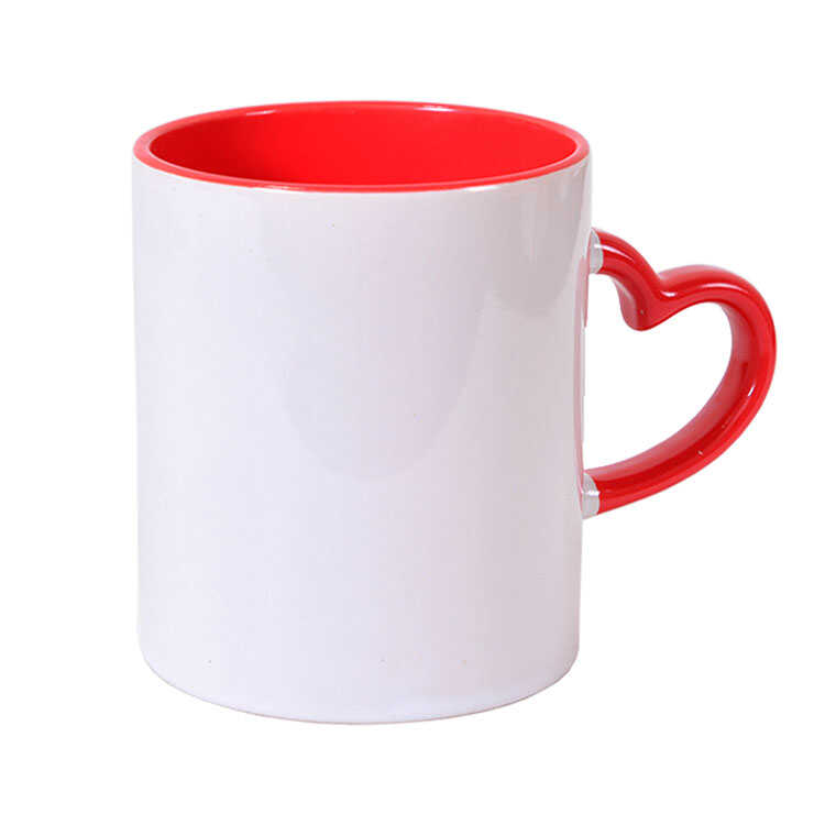 Kemalpaşa Süblimasyon Kulpu Ve İçi Kırmızı Kulpu Kalp Kupa Bardak - Kutulu - 5ATW - Görsel 4