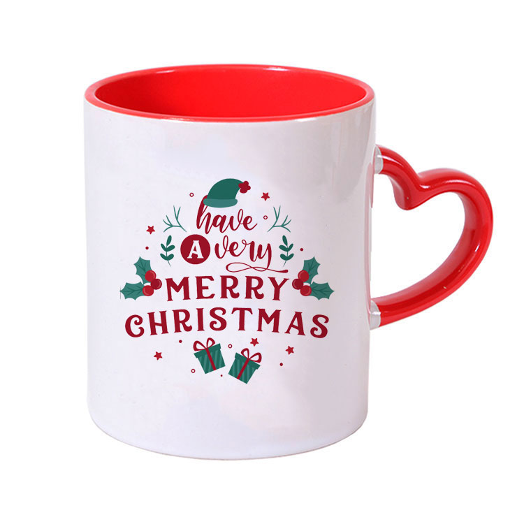 Kemalpaşa Süblimasyon Kulpu Ve İçi Kırmızı Kulpu Kalp Kupa Bardak - Kutulu - 5ATW - Görsel 3