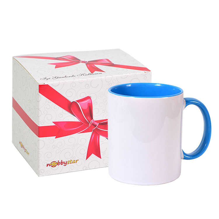 Nurdağı Süblimasyon Porselen Kulpu ve İçi Mavi Kupa - Kutulu - OPUZ | Hep Lazer Kırklareli Promosyon