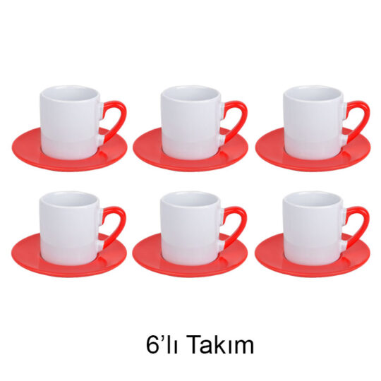 Haymana Süblimasyon Türk Kahvesi Fincan Takımı 6'lı Kırmızı - AQG5 | Hep Lazer Kırklareli Promosyon