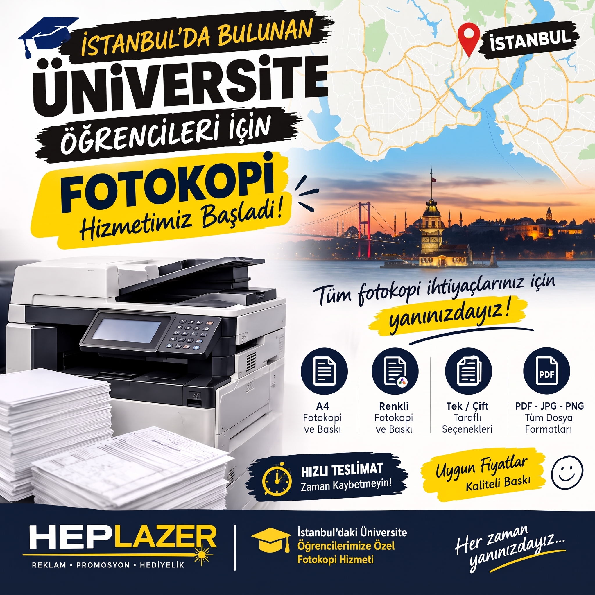 İstanbul üniversiteleri İTÜ, Yıldız Teknik ve Marmara için online proje ve tez basımı